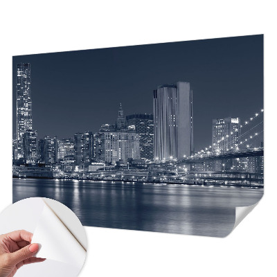 Stick-on wall mural with a night city motif
