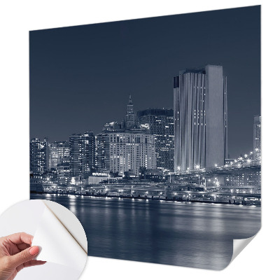 Stick-on wall mural with a night city motif