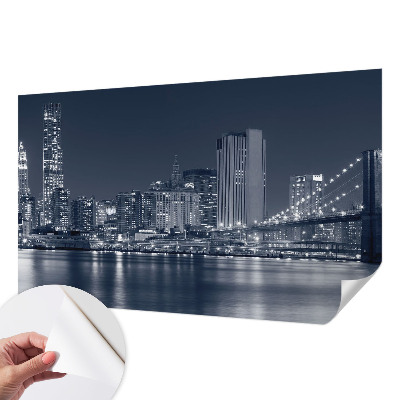 Stick-on wall mural with a night city motif