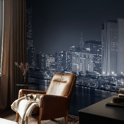 Stick-on wall mural with a night city motif