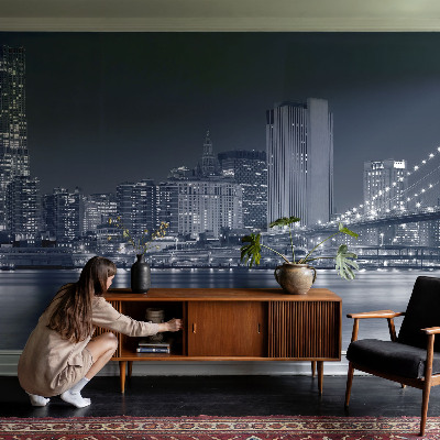 Stick-on wall mural with a night city motif