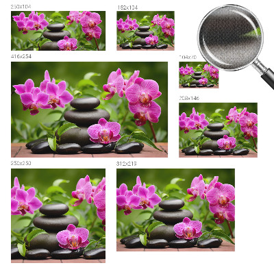 Removable wall mural wallpaper with an orchid stone design