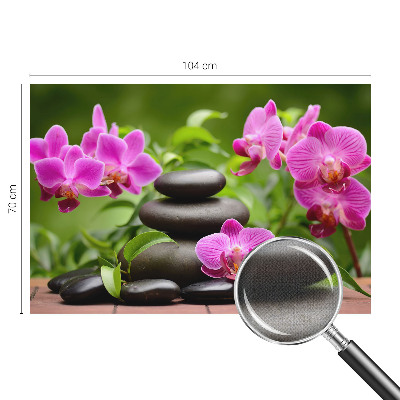 Removable wall mural wallpaper with an orchid stone design