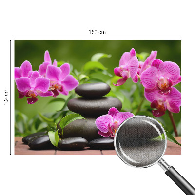 Removable wall mural wallpaper with an orchid stone design