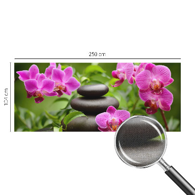 Removable wall mural wallpaper with an orchid stone design