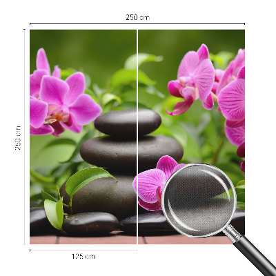 Removable wall mural wallpaper with an orchid stone design