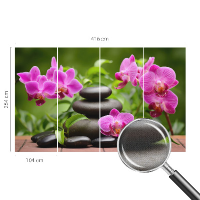 Removable wall mural wallpaper with an orchid stone design