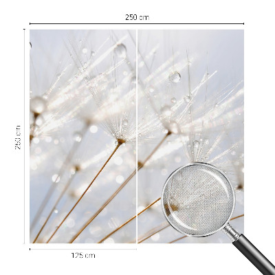 Removable wall mural with a rosy dandelion design