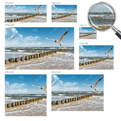 Peel and stick wall mural for living room with a seaside landscape design