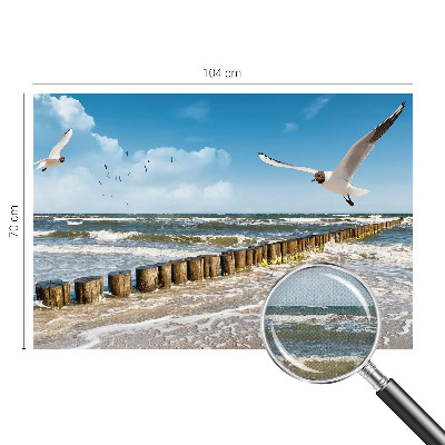 Peel and stick wall mural for living room with a seaside landscape design