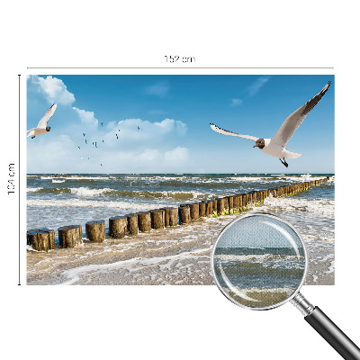 Peel and stick wall mural for living room with a seaside landscape design