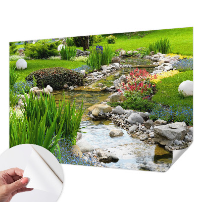 Peel and stick wall mural for bedroom with an idyllic garden design