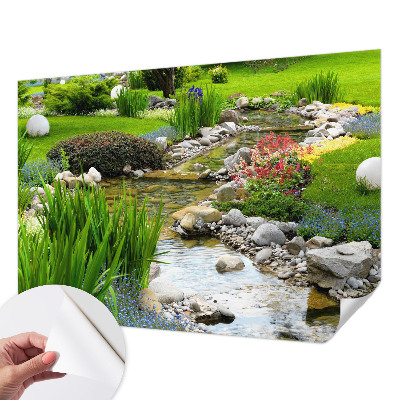 Peel and stick wall mural for bedroom with an idyllic garden design