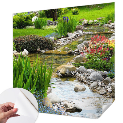 Peel and stick wall mural for bedroom with an idyllic garden design