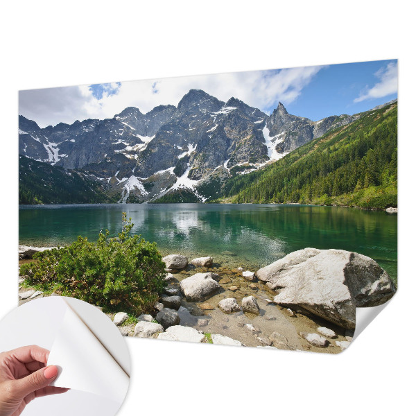 Peel and stick wall mural for kids' room Mountain lake