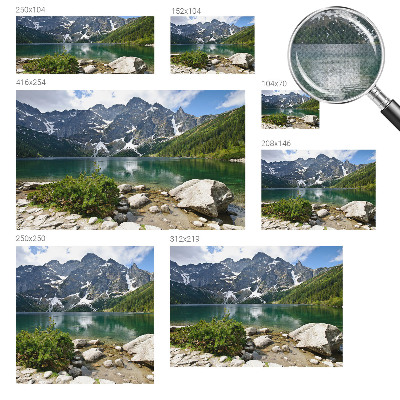 Peel and stick wall mural for kids' room with a mountain lake design