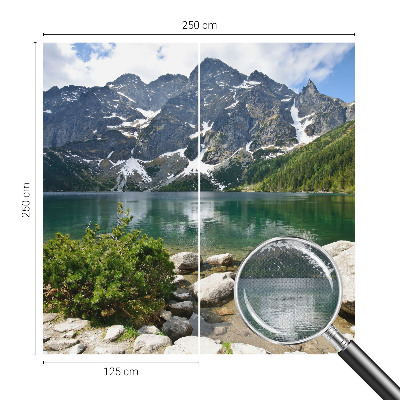 Peel and stick wall mural for kids' room with a mountain lake design