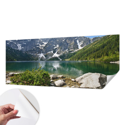 Peel and stick wall mural for kids' room with a mountain lake design