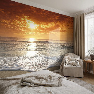 3D photo wallpaper mural with an ocean waves design