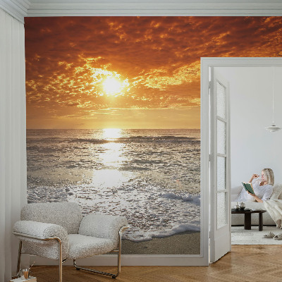 3D photo wallpaper mural with an ocean waves design