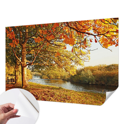 Nursery wall mural with a coastal autumn design