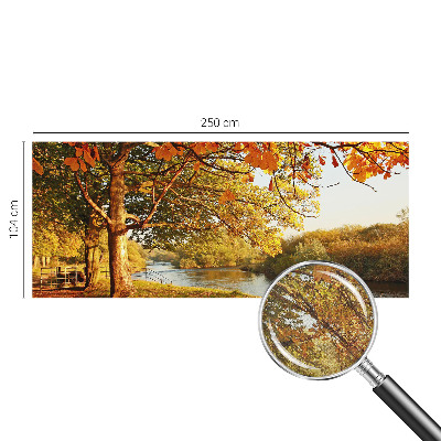 Nursery wall mural with a coastal autumn design