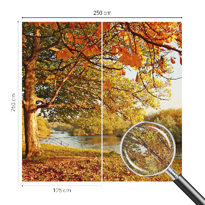 Nursery wall mural with a coastal autumn design