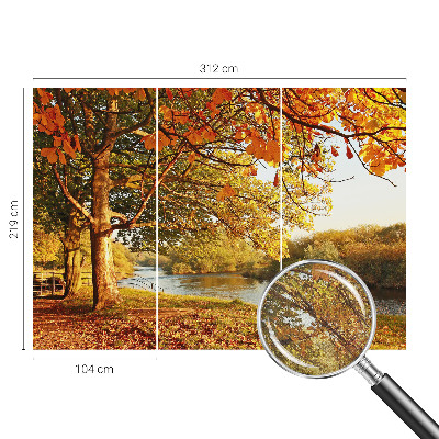 Nursery wall mural with a coastal autumn design
