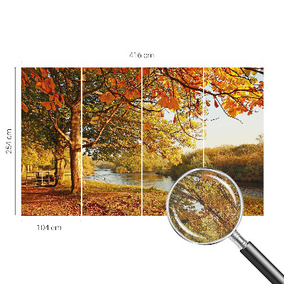 Nursery wall mural with a coastal autumn design