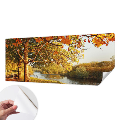 Nursery wall mural with a coastal autumn design
