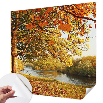 Nursery wall mural with a coastal autumn design