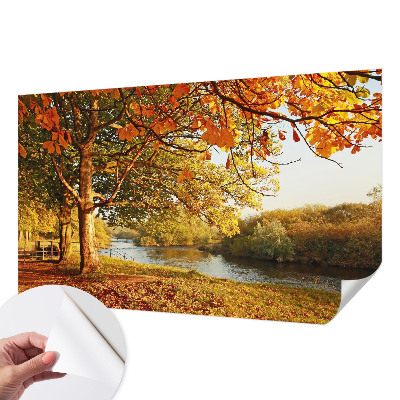 Nursery wall mural with a coastal autumn design