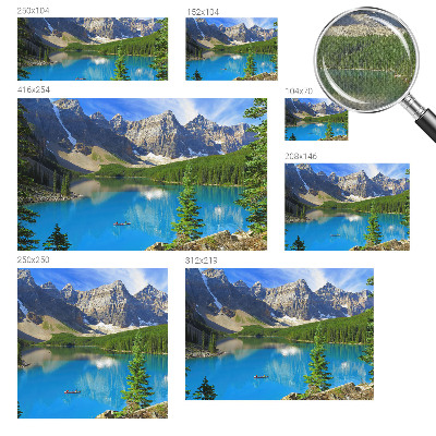 Baby room wall mural with a mountain lake design