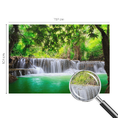 Removable wall mural wallpaper with a forest waterfall design