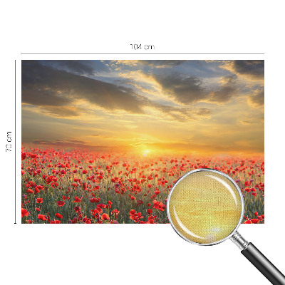 Peel and stick wallpaper mural with a poppy field design