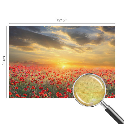 Peel and stick wallpaper mural with a poppy field design