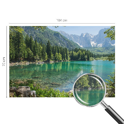 Stick-on wall mural with a green lake motif