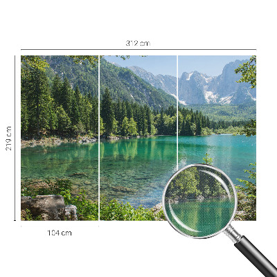 Stick-on wall mural with a green lake motif