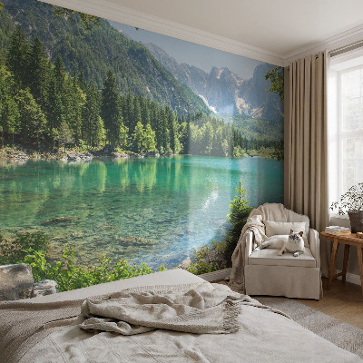 Stick-on wall mural with a green lake motif
