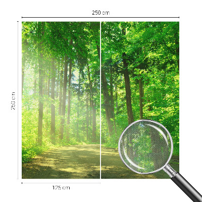 Self-adhesive wall mural featuring a forest path motif