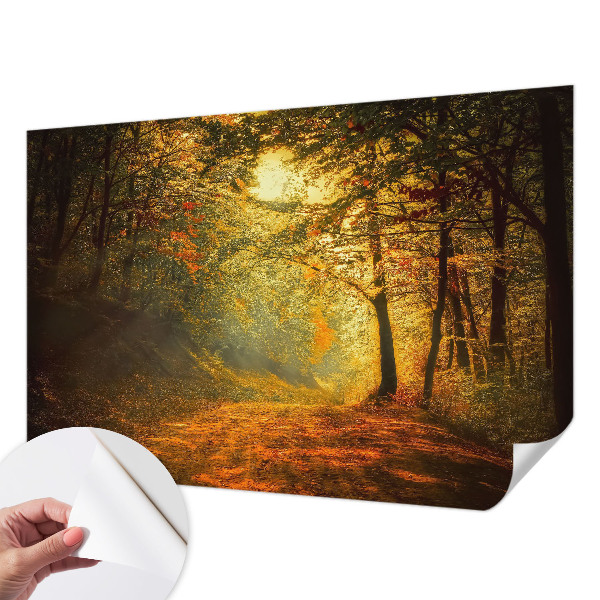 Removable wall mural with an autumn landscape design