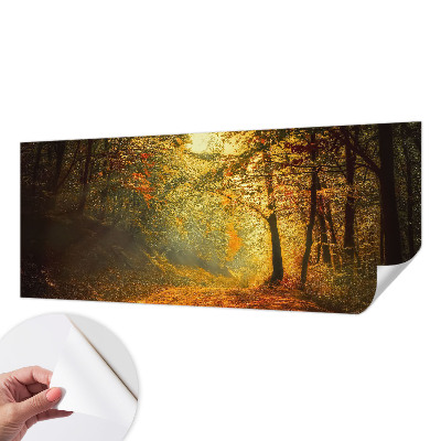 Removable wall mural with an autumn landscape design
