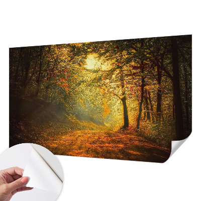 Removable wall mural with an autumn landscape design