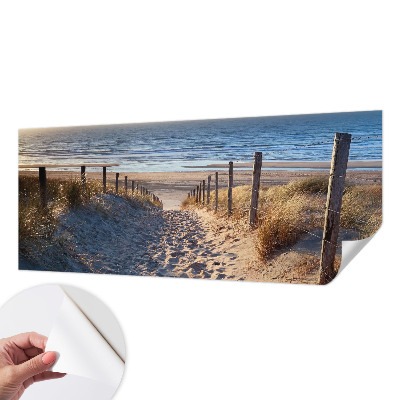 Removable wall mural wallpaper featuring a beach path scene
