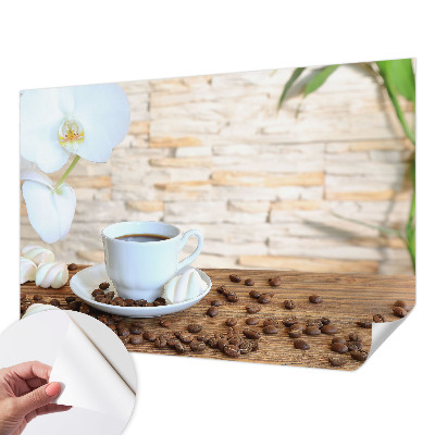 Peel and stick wall mural for living room featuring a floral relaxation design