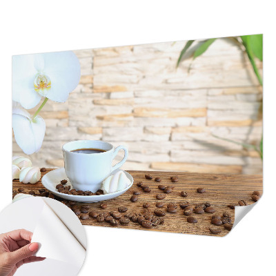 Peel and stick wall mural for living room featuring a floral relaxation design