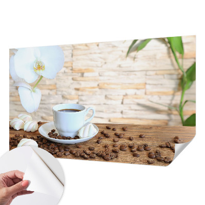 Peel and stick wall mural for living room featuring a floral relaxation design