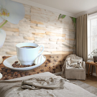 Peel and stick wall mural for living room featuring a floral relaxation design