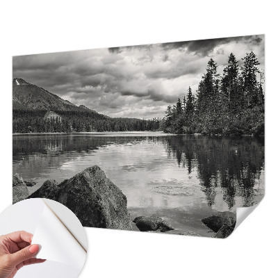 Peel and stick wall mural for kids' room with a mountain panorama design