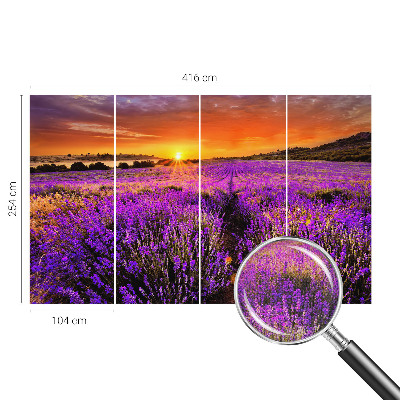 Peel and stick wall mural for kids' room with a lavender sunset design
